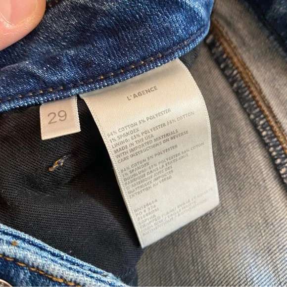 L’AGENCE Bootcut Jeans Raw Hem Sz 29 Medium Wash - Picture 4 of 4